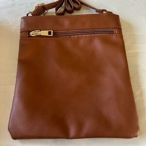 Classic Brown faux Leather Crossbody Bag with Structured Design